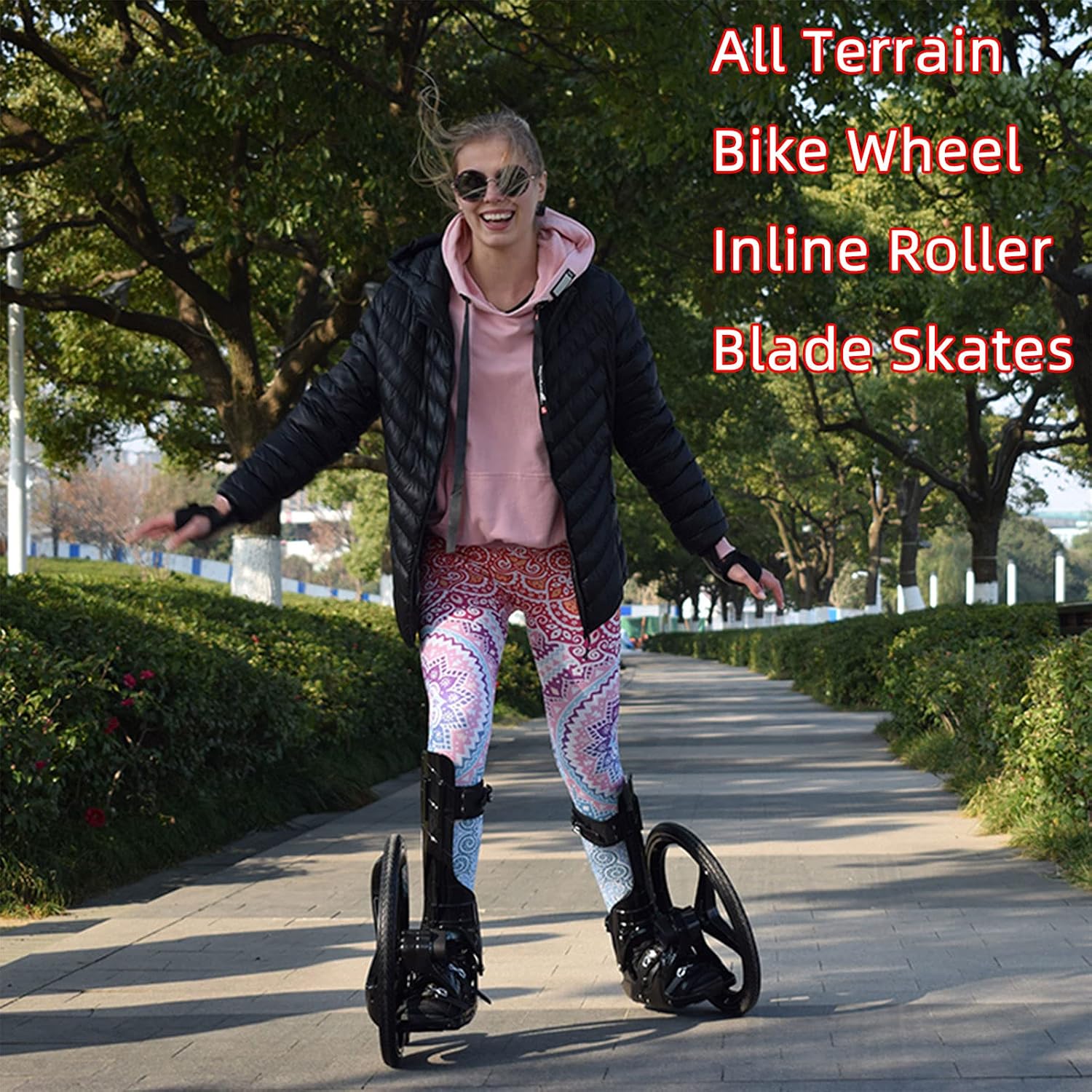 All Terrain Bike Wheel Inline Roller Blade Skates Inline Skates Big Wheel Creative Roller Blades - Inflated Plastic Tire Suitable for Adults Adjustable Green (Yellow)