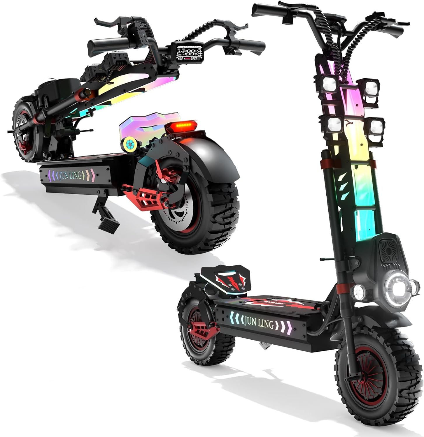 Electric Scooter, 10000W Dual Motor, Max Speed 75-85km/h, 60V 40Ah with 75-120km Range, 13-Inch Anti-Slip Puncture-Proof Vacuum Tires, Front & Rear Hydraulic Suspension, Foldable Design for Adults