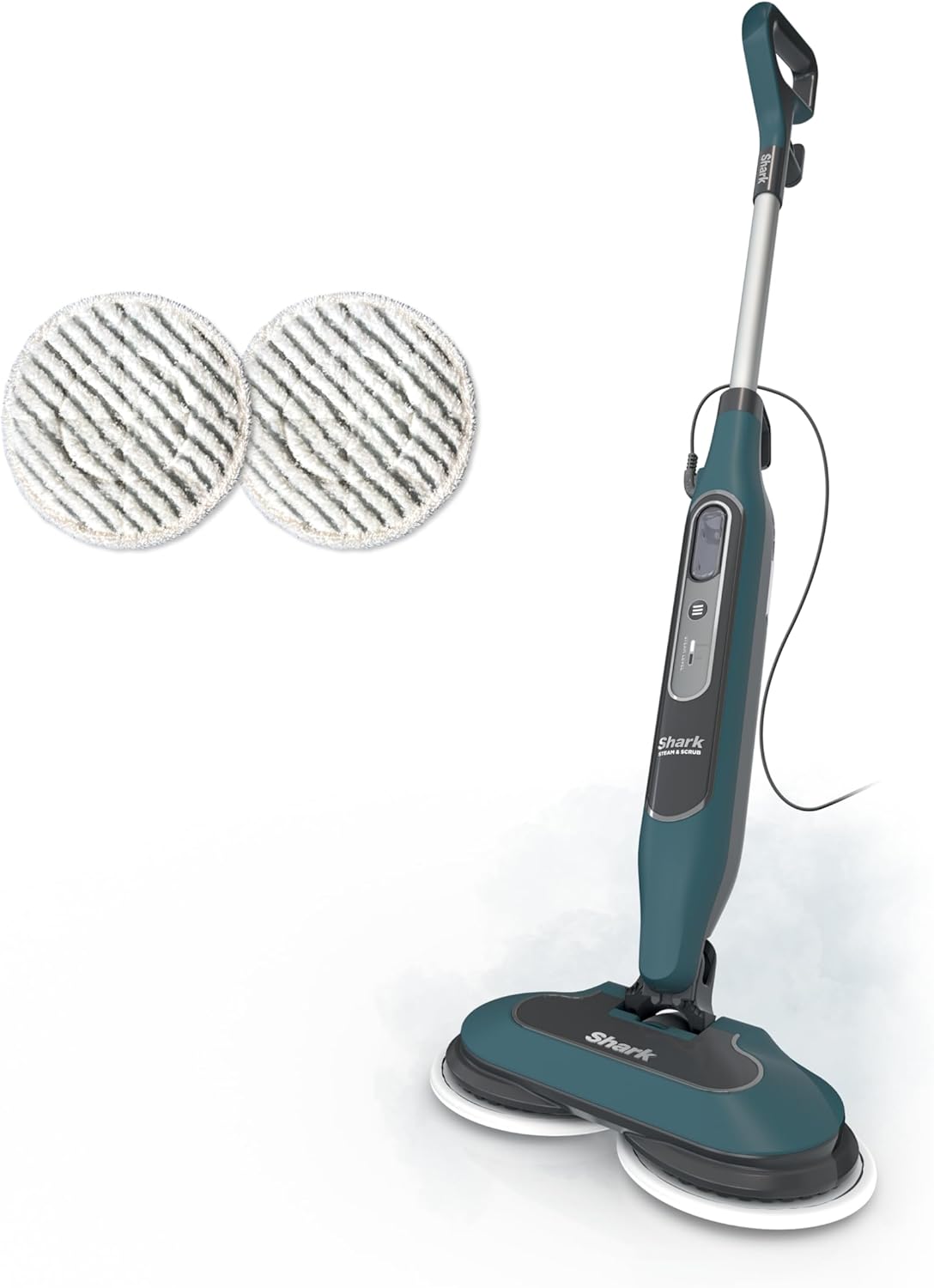 Shark Steam & Scrub All-in-One Scrubbing and Sanitizing Hard Floor Steam Mop, 2 Steam Modes, 2 Dirt Grip Soft Scrub Pads Included, XL Removable Water Tank, Swivel Steering, Teal, S8002BRN