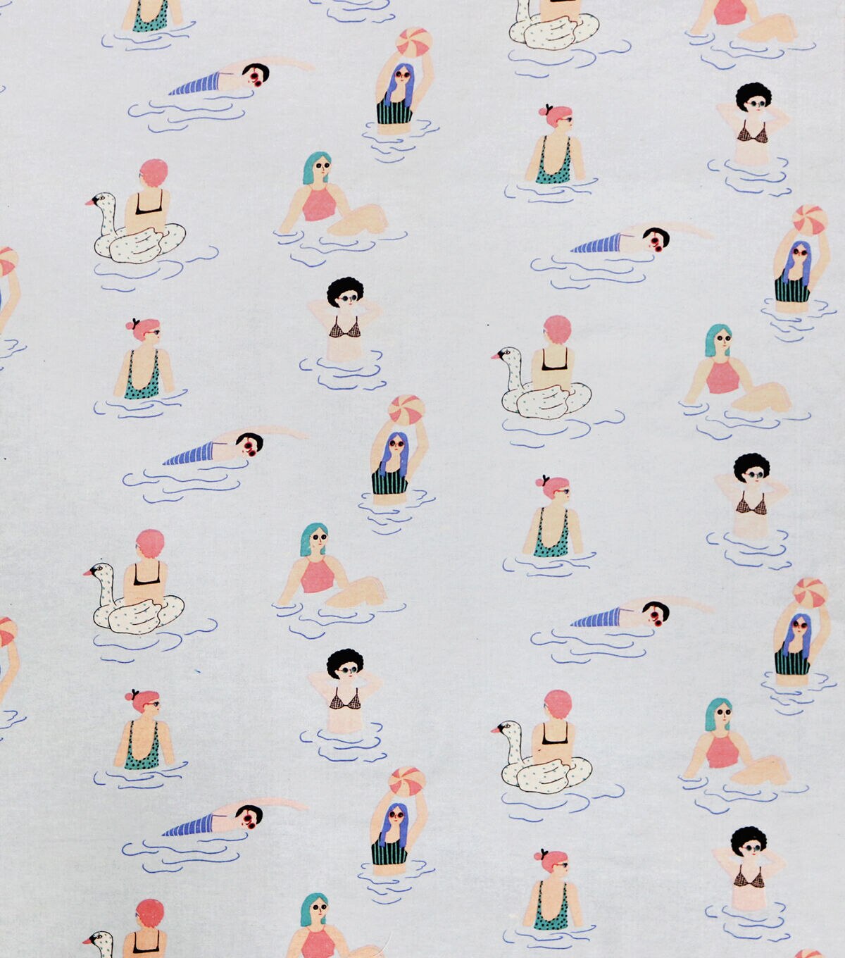 Super Snuggle Girls Swimming Flannel Fabric