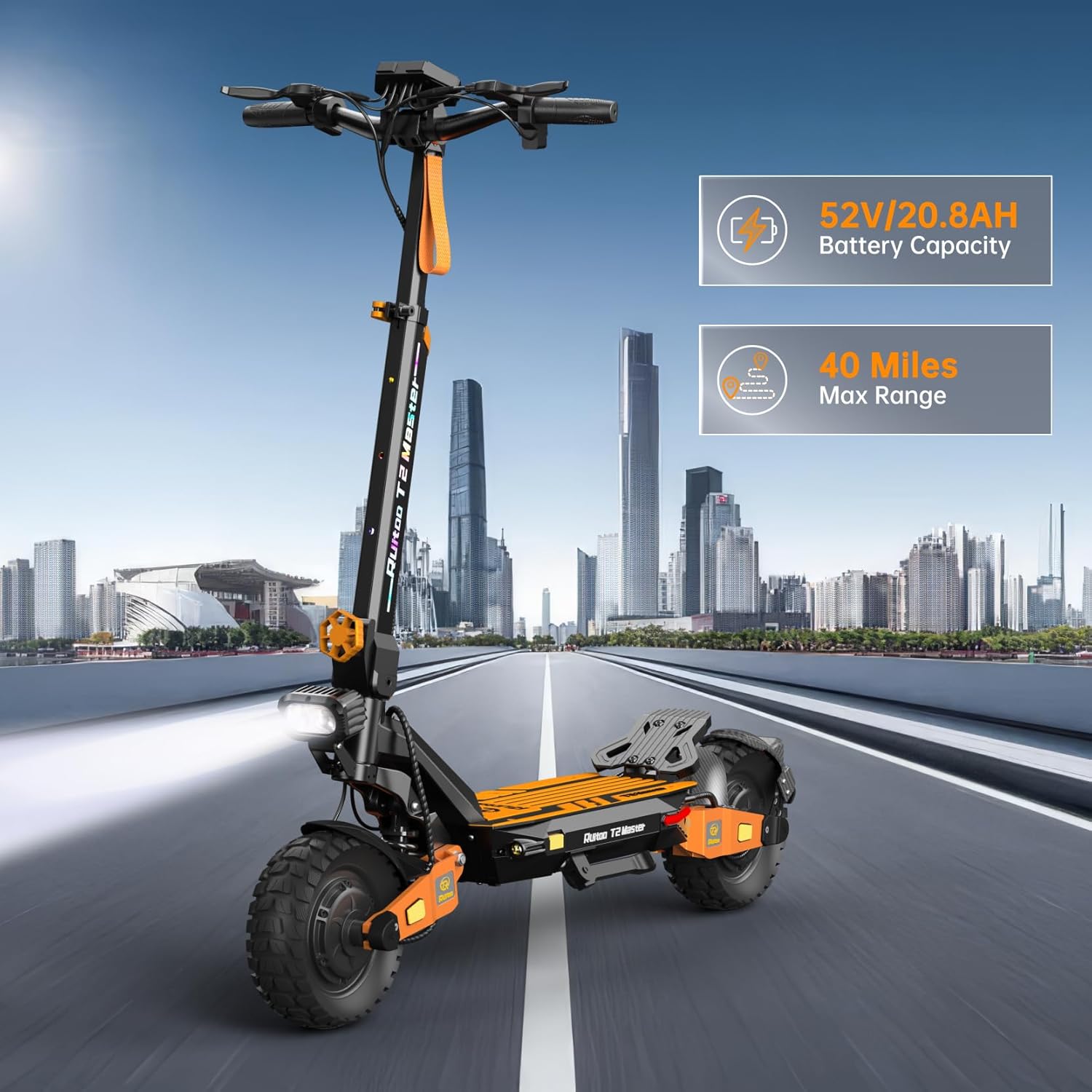 Electric Scooter, 1000W/ 1200W/ 1600W/ 3200W Brushless Motor, 28-40Mph, 31-45 Miles Range, E-Scooter with Seat for Adults