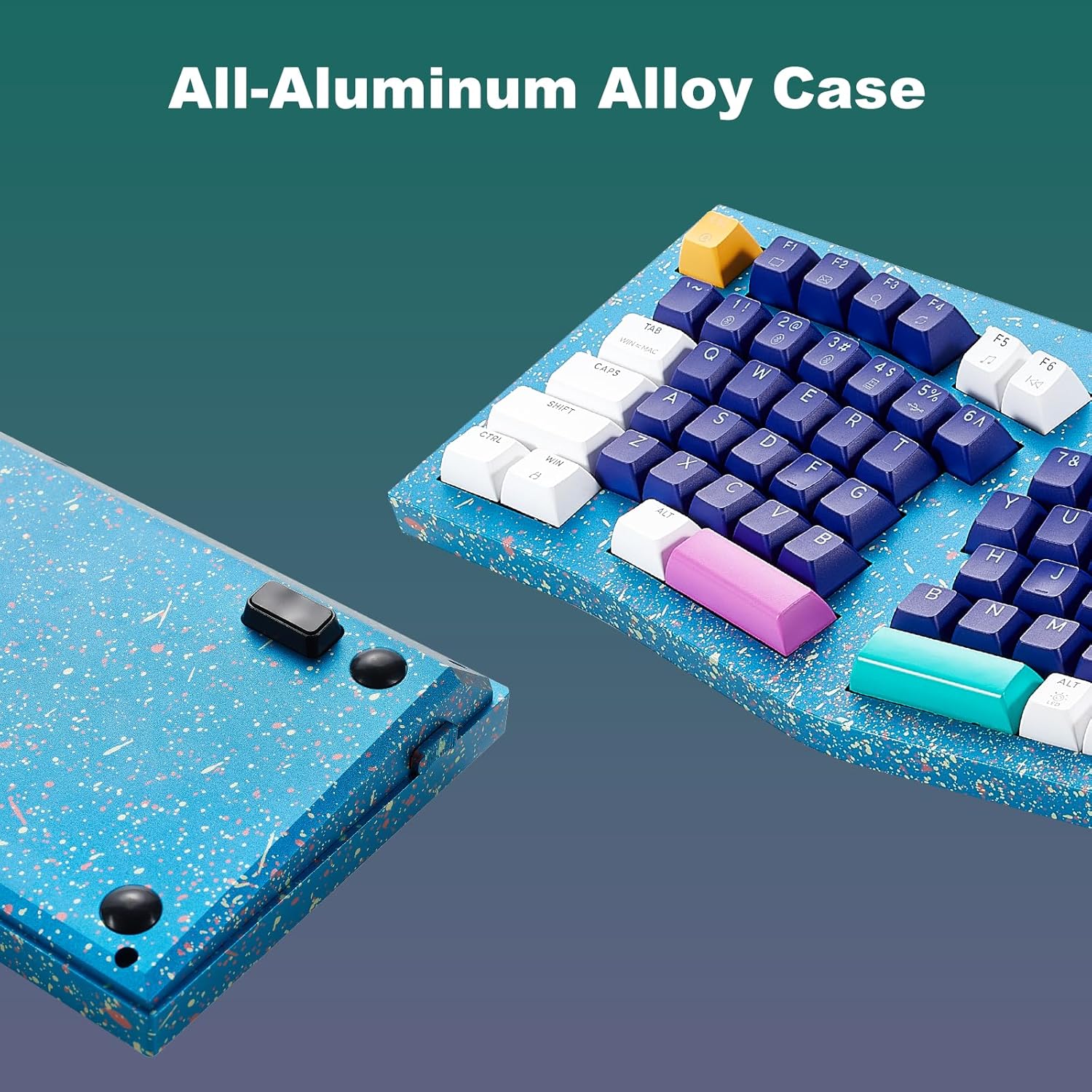 Hexgears F2 Alice83 Aluminum Custom Mechanical Keyboard, Split 83 Keys Alice Layout Ergonomic Keyboard, Hot Swappable Creamy Linear Switch, BT5.0/2.4GHz/USB-C, RGB Backlit for Win/Mac (Color Blue)