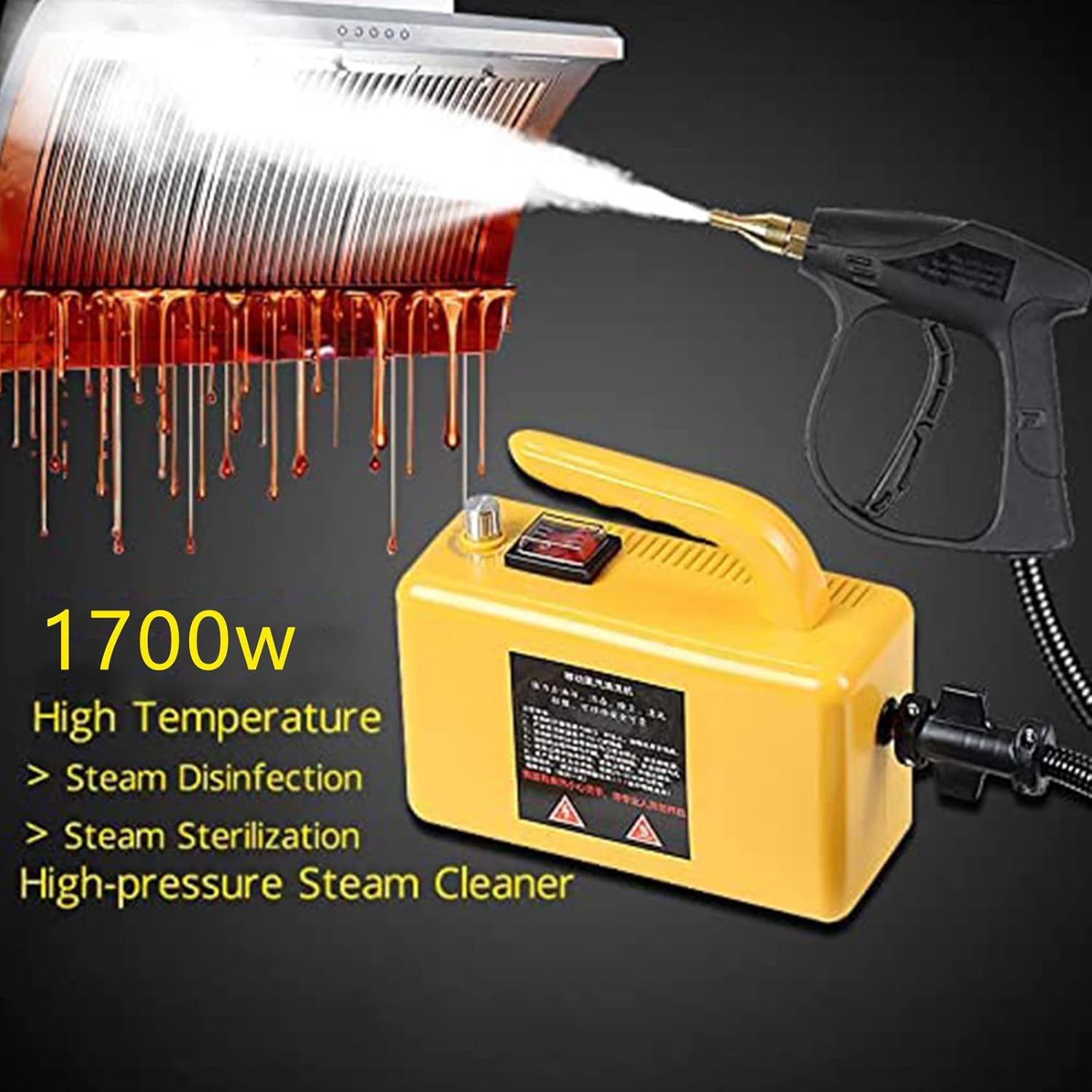 XYEJL High Pressure Steam Cleaner Machine,110V 1700W Steamer Household Clean 100 °C High Temperature Cleaning Machine 360 ° All-Round Cleaning, Powerful Steam Tool,Yellow