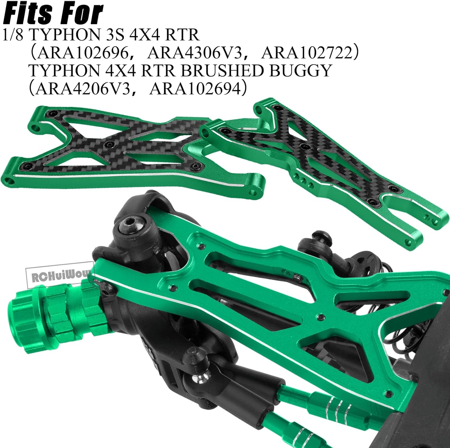 RC Upgrades Part for 1/8 Typhon 3S BLX,Shocks,Driveshafts,Transmission,Turnbuckles,A Arms,Caster Block Set,Center CVD &Support,25T Servo Saver,58T Slipper,Steering,Green