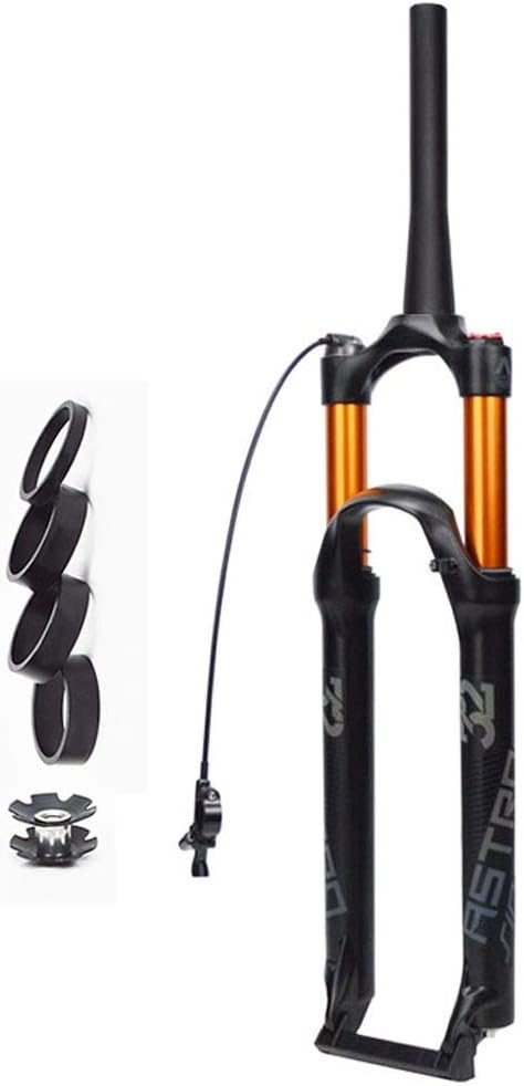 Mountain Bike Front Fork 26/27.5/29 Inches, Manual Lockout Remote Lockout Air Suspension Fork - Black