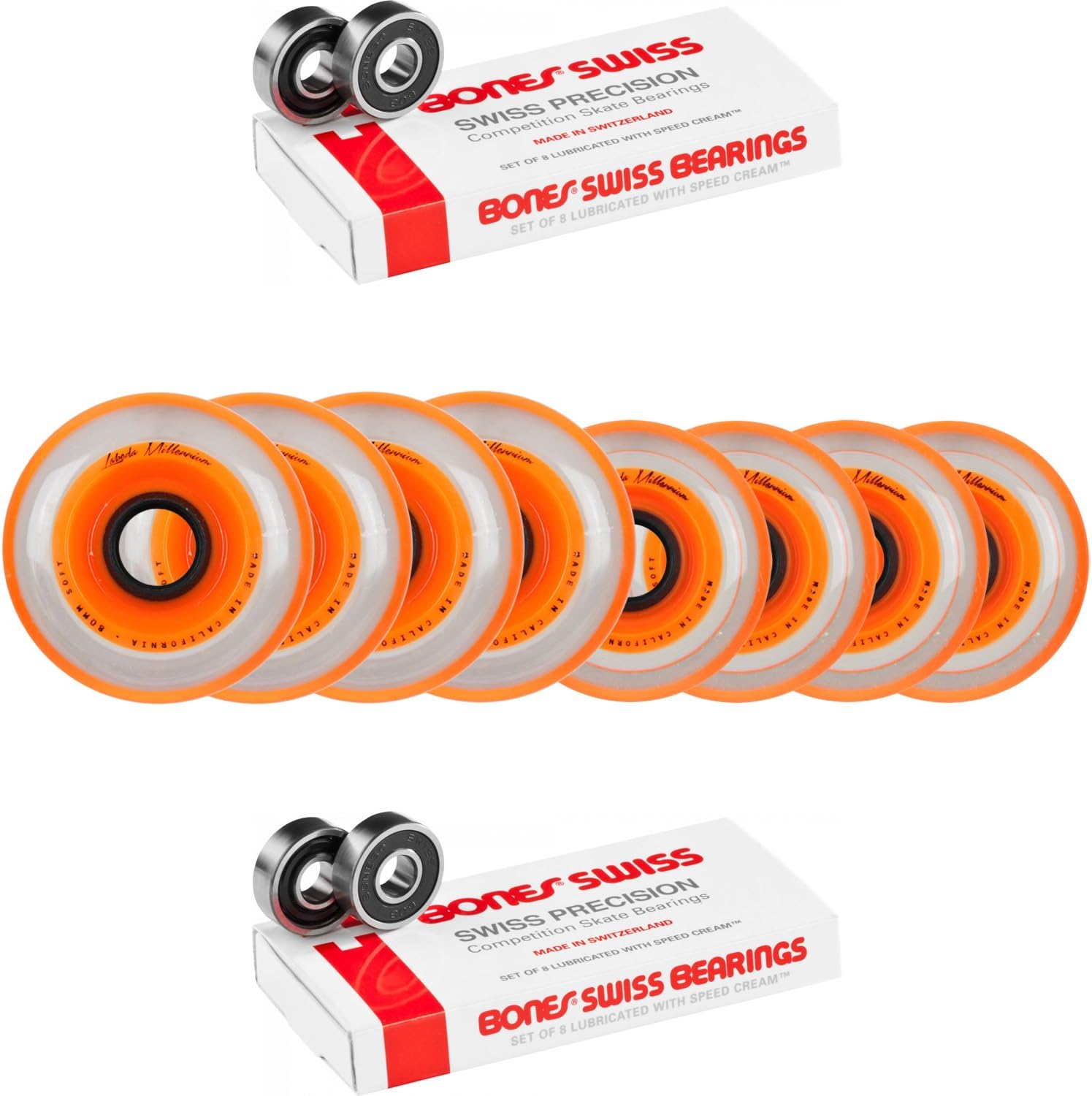 Labeda Millennium Gripper Hilo Orange Hockey Inline Wheels 76mm 80mm Soft Swiss