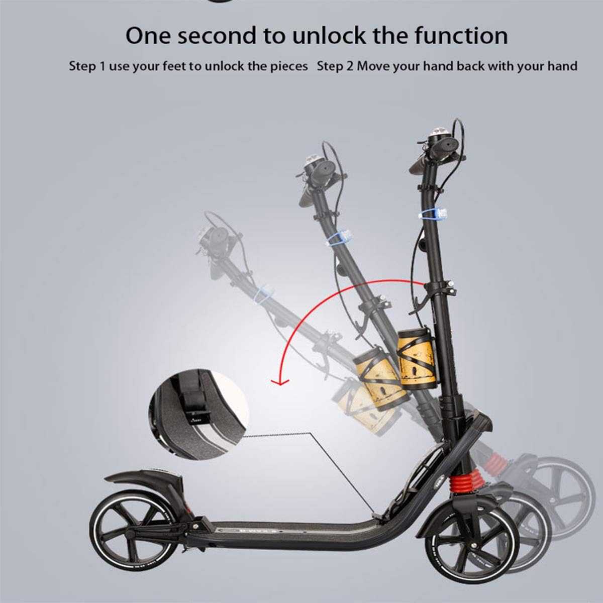 Foldabing Kick Scooters for Adults, Scooter for Teens Height Adjustable-Big Wheel Scooter City Scooter with PU Wheel for Boys&Girls
