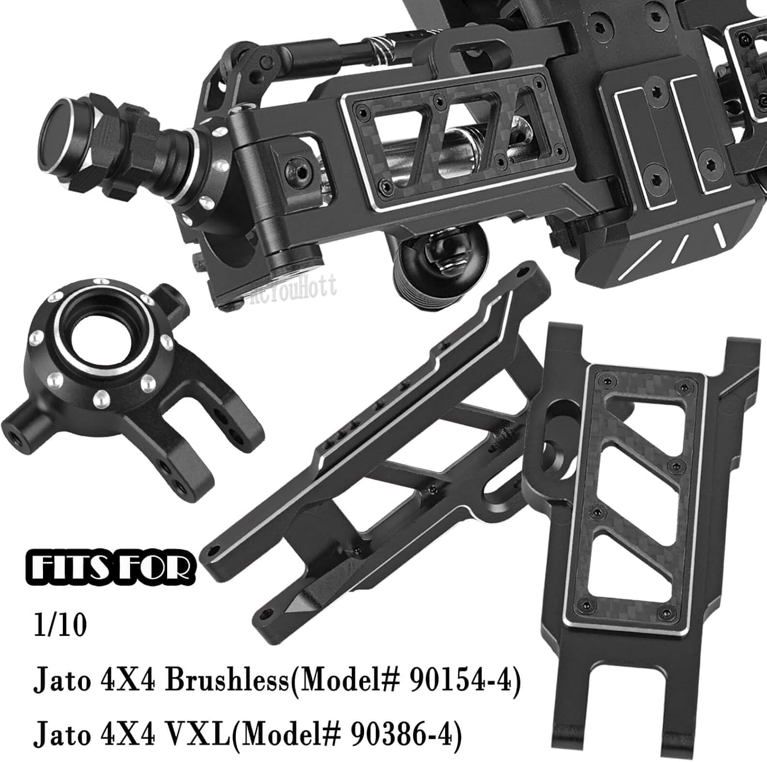 RC Upgrades Part for 1/10 Jato 4WD 4X4 VXL,Suspension Arms/Shock/Shock Tower/Caster Block/Steering Blocks/Stub Axle Carriers/Driveshaft CVD/Arms Mount/Links/Wing Mount/Wing Washer,Black