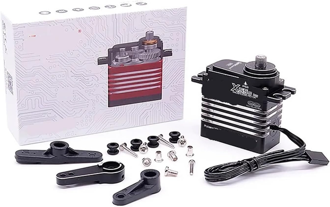 High Torque Magnetic Induction 8.4v brushless 55kg servo Steel helical Gear Waterproof IP68(55kg 180 Degree)