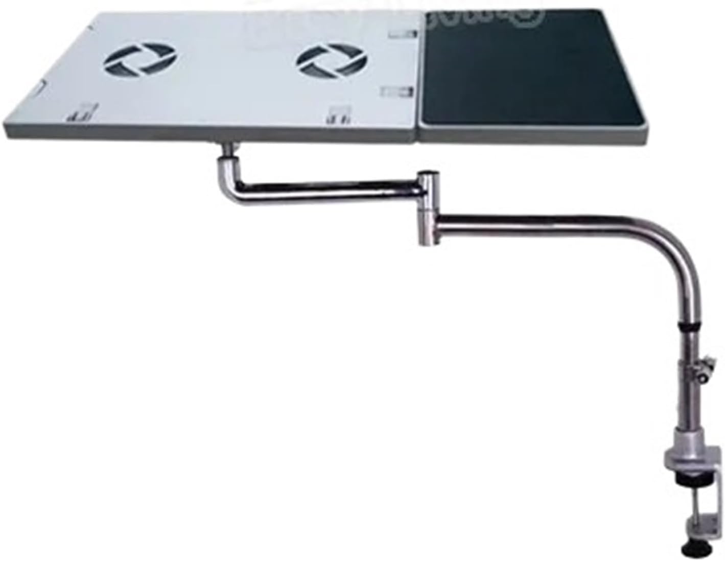 BL-OK051 Bedside Clamp Lazy Laptop Desk with USB Fan Keyboard Stand + Mouse Pad and Mat(Silver)