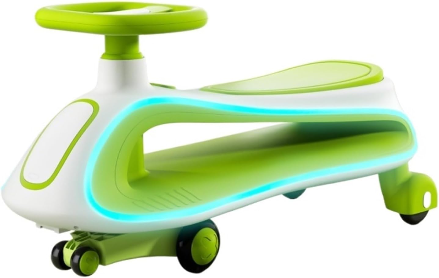 Wiggle Scooter Swing Car Wiggle Car with Silent Flashing Wheels and Music Anti-Rollover Ride-On Toy for 3+ Year Olds Kids(Green)