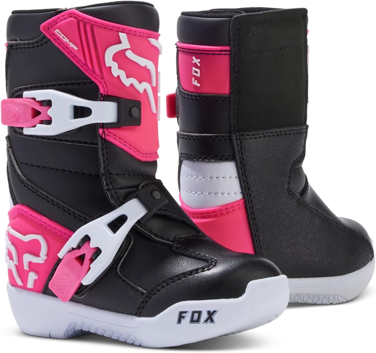 Fox Racing Kid's Comp Motocross Dirt Bike Boots, Black/Pink, 12