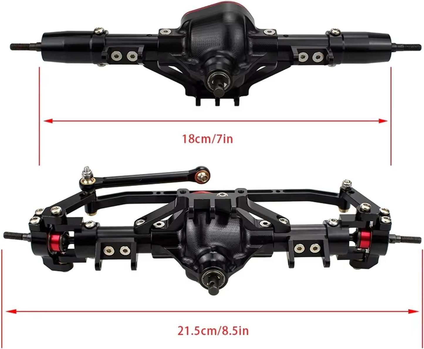 RC Spare Part Compatible with Axial for SCX10 1/10 RC Crawler Car Upgrade Parts CNC Metal RC Car Front Rear Axle Accessories(Rear and Front)