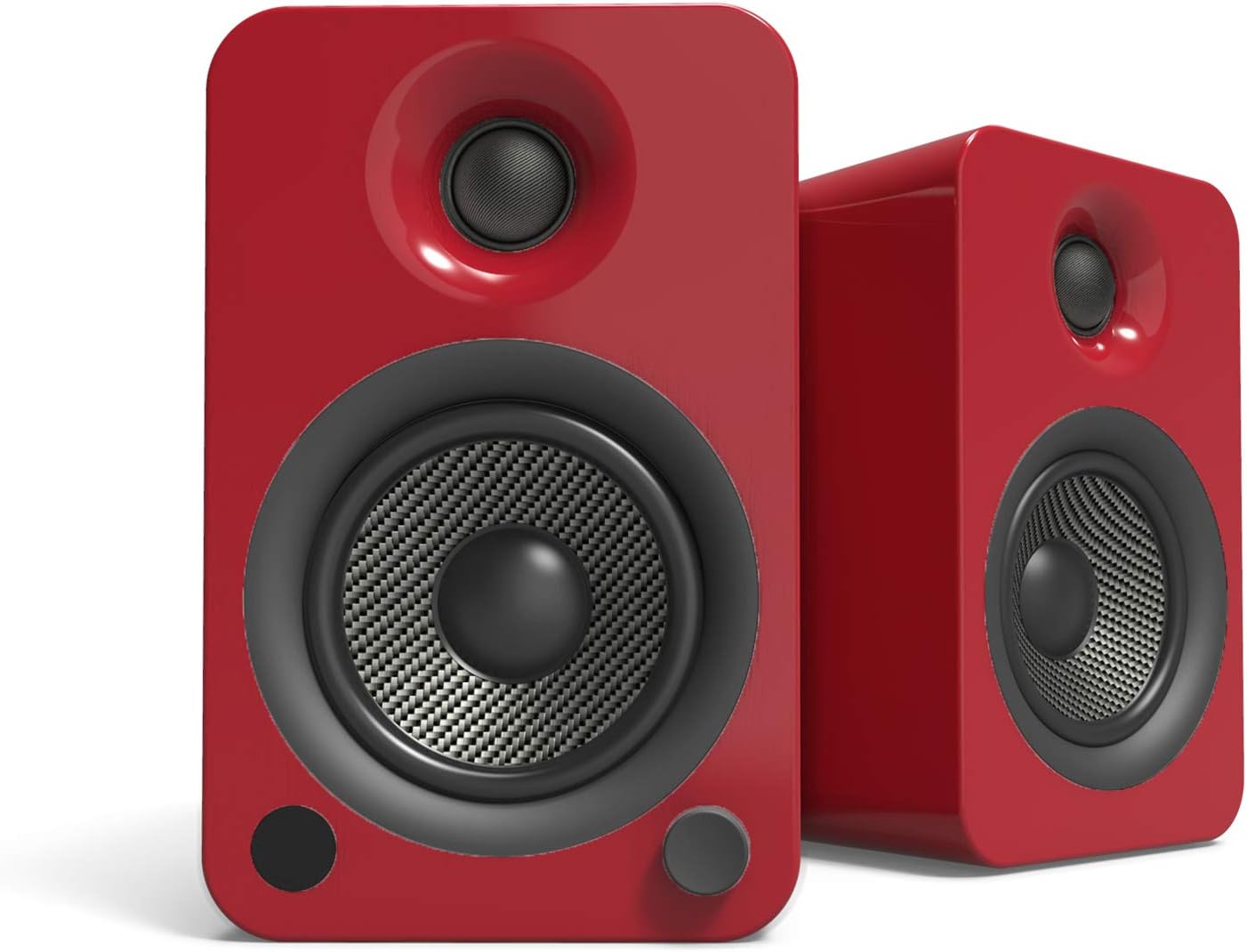 Kanto YU4GR Powered Speakers with Bluetooth and Built-in Phono Preamp | Auto Standby and Startup | Remote Included | 140W Peak Power | Pair | Gloss Red