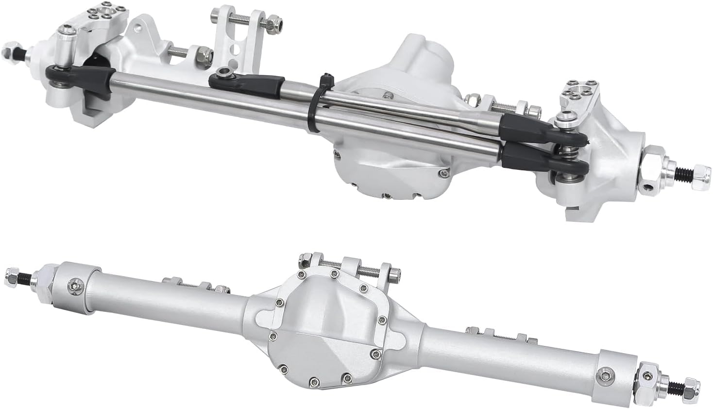 Aluminum One Piece Construction Axle Offset Straight Axle Set for 1/10 RC Crawler Axial SCX10 II Vanquish VS4-10 Rock Truck Part(Rear Axle Black)