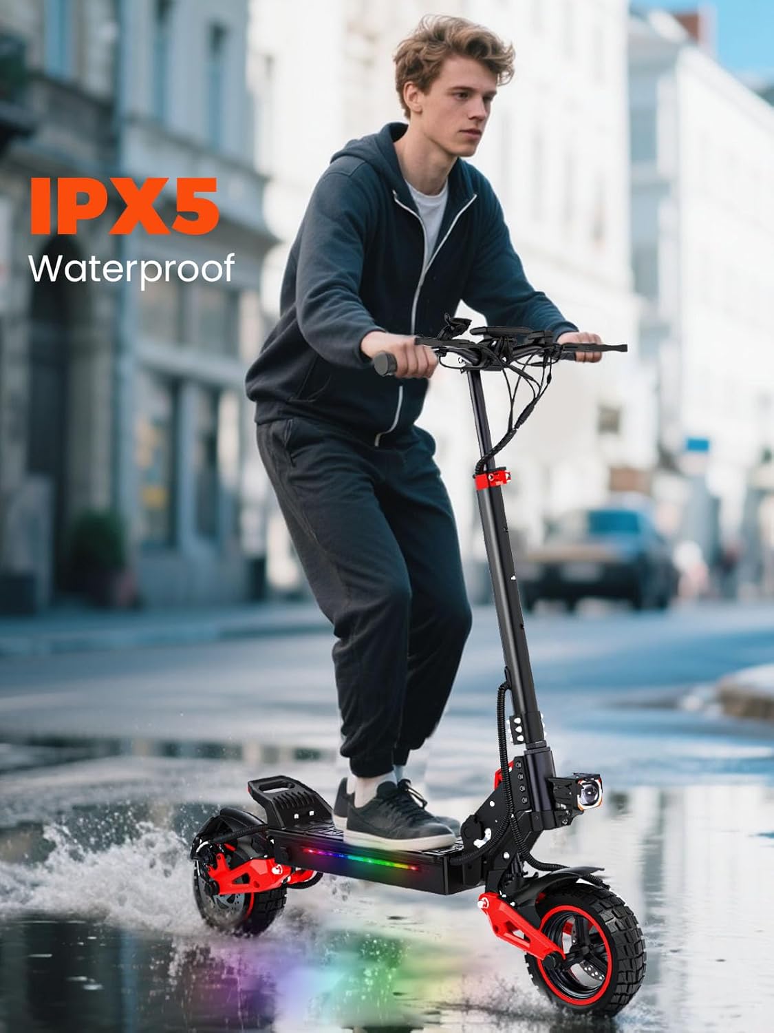 Offroad Electric Scooter Adults with Seat - 37-40 Miles Long Range Escooter,1200W Motor, 34MPH Fast Electric Scooters,48V 18/21AH Battery,11