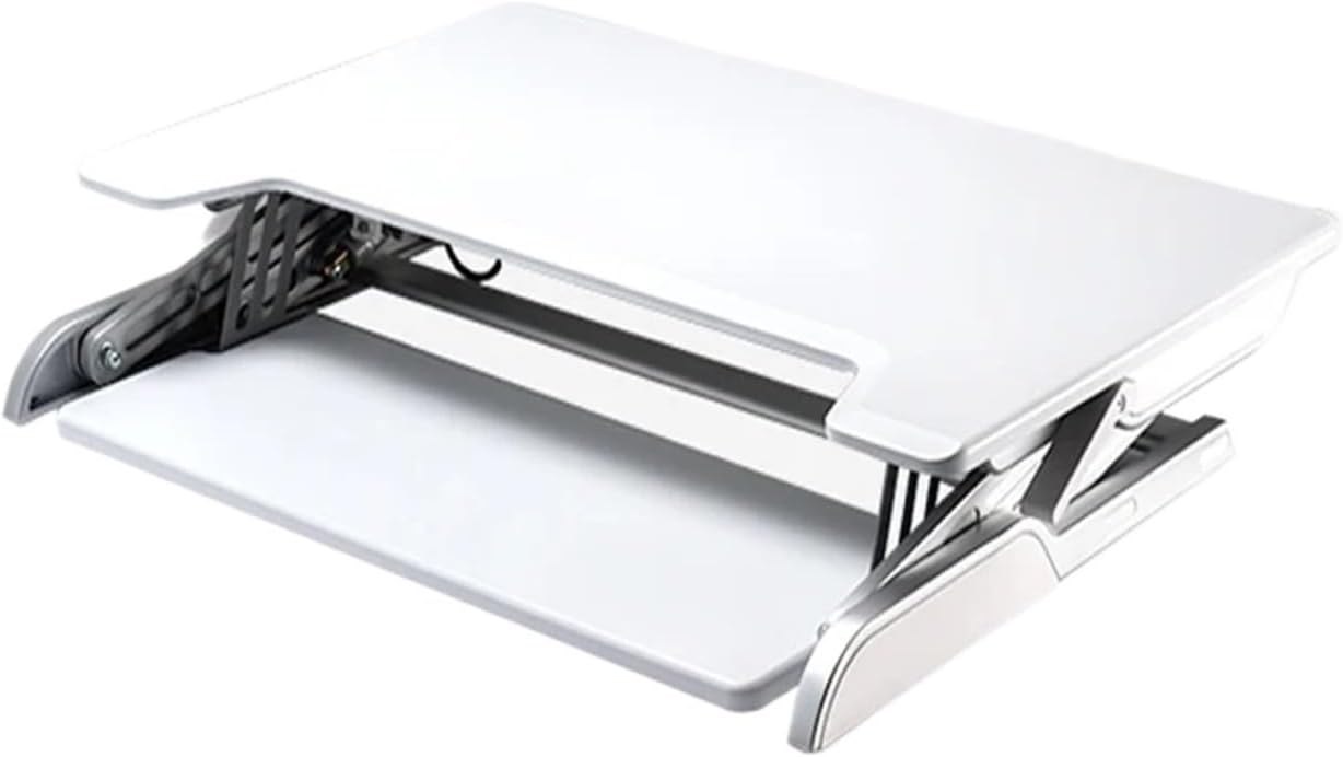 ID-36 Height Adjustable Sit-Stand Desk Lift Foldable Laptop Desk Monitor Stand with Keyboard Tray(WHITE)