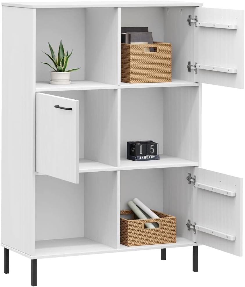 VRAXO Bookcase with Metal Legs White 35.4