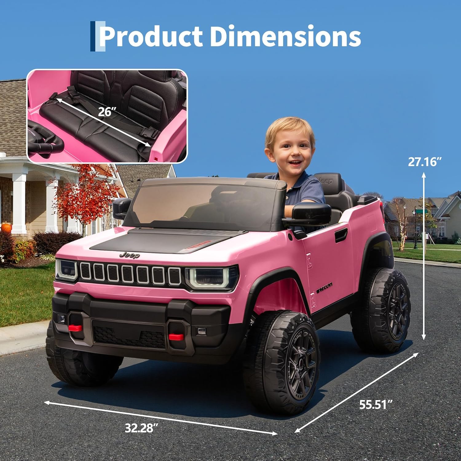 24V Licensed Electric Truck for Kids, 2-Seater Children Ride-on Car, Parent Remote Control with 3 Speeds, Bluetooth Music & LED Lights, Electric Vehicle for Kids Ages 3-8