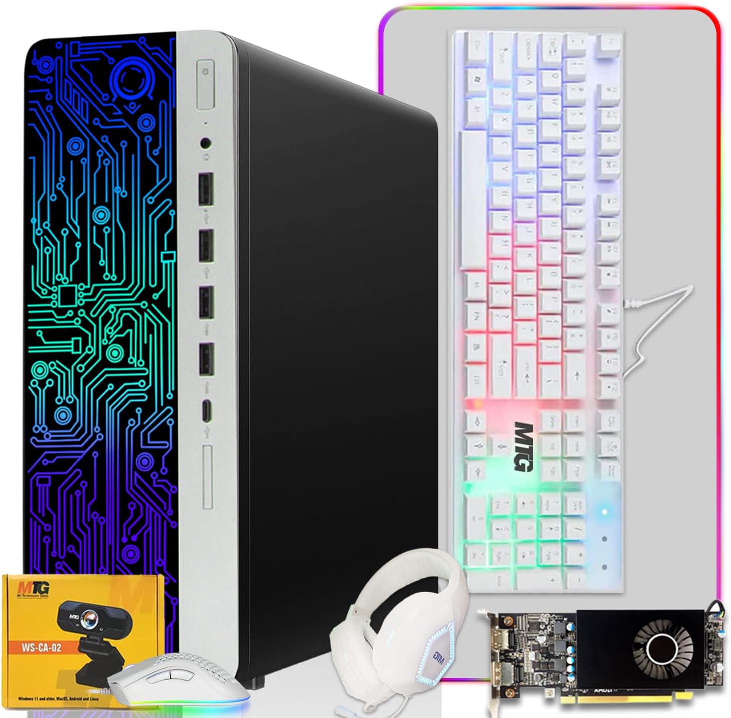 HP G3 Computer Desktop PC, Intel Core i7 6th Gen, AMD RX 550 Graphics, 16GB RAM, 480GB SSD, Gaming Kit, Webcam, Windows 11 (Renewed)