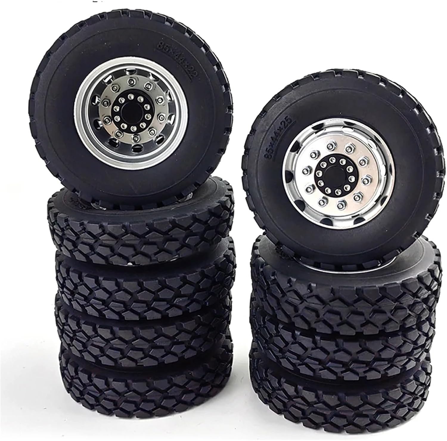 For Tamiya 1/14 Front Rear Wheel Tires Complete Set Metal Hub Rubber Tyre RC Tractor Truck Car Upgrade Parts Models