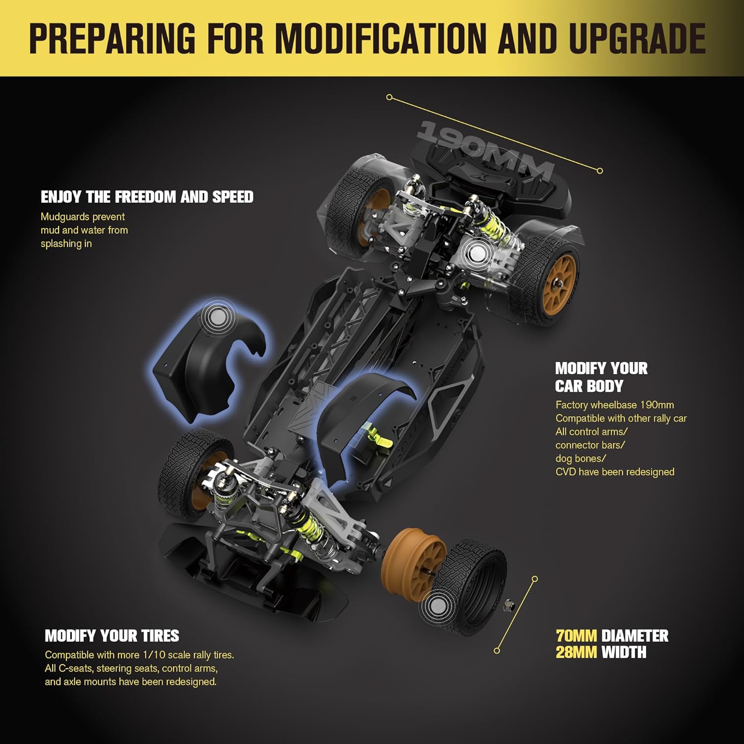 RIAARIO 1/10 Brushless RC Cars, Rally Car, RTR for Beginner, 40+ MPH, 4WD, Waterproof Electronics, Carbon Fiber, Blue, Ages 14+