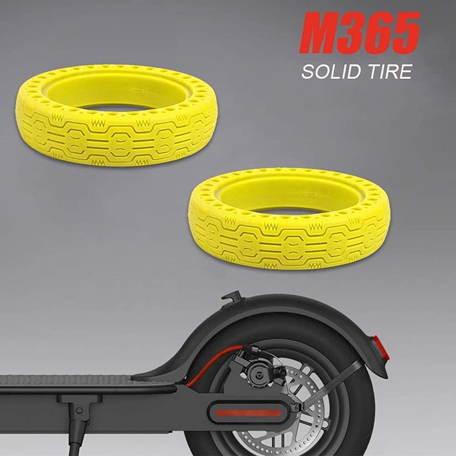 Electric Scooter Tire, 8.5 Inch Rubber Solid Hole Tires Replacement Tyre Non-Pneumatic for M365 Electric Scooter - Scooter Replacement Wheels Electric scooter tires (Yellow 2pcs)