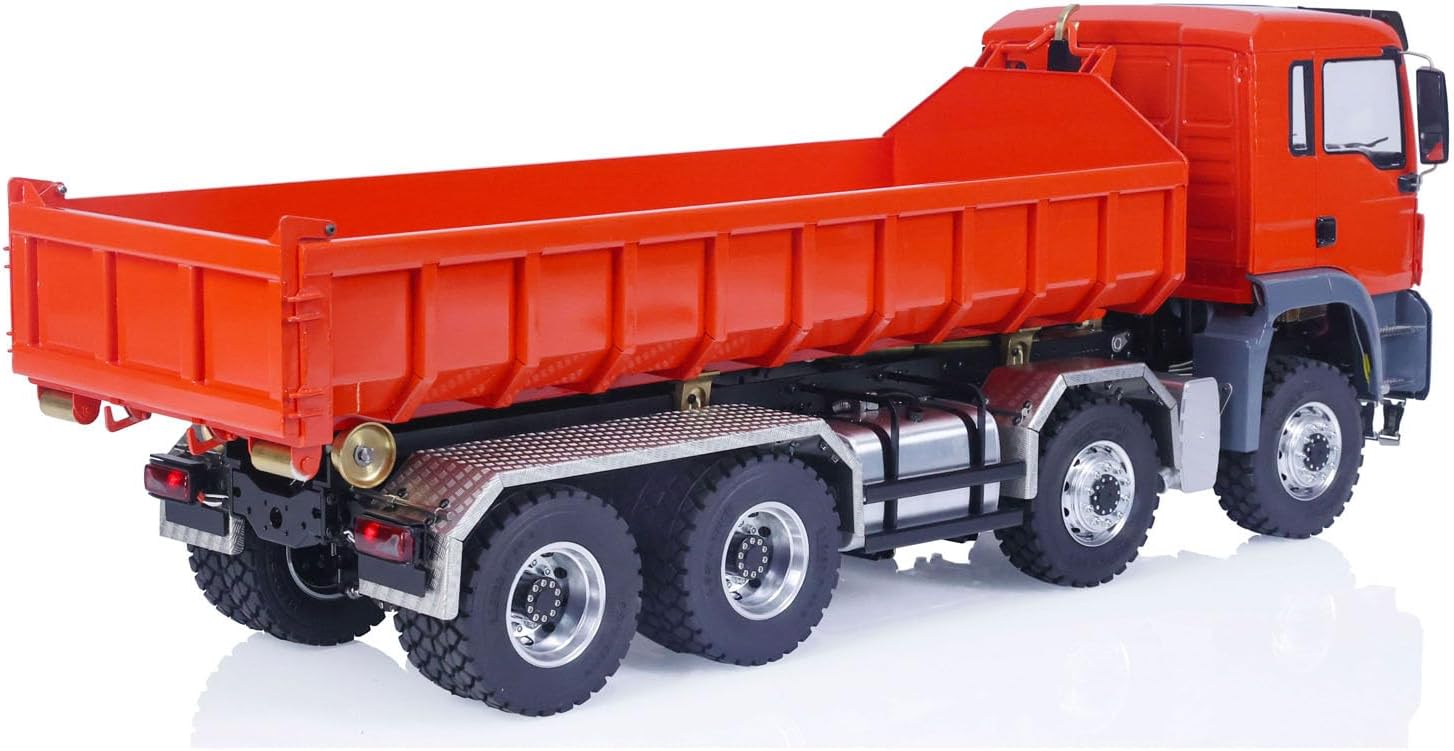 LESU 1/14 8x8 Metal Hydraulic RC Full Dump Truck RTR Remote Control Tipper Cars 2-Speed Transmission Lock Differential LED Light Sound System Motor Servo ESC