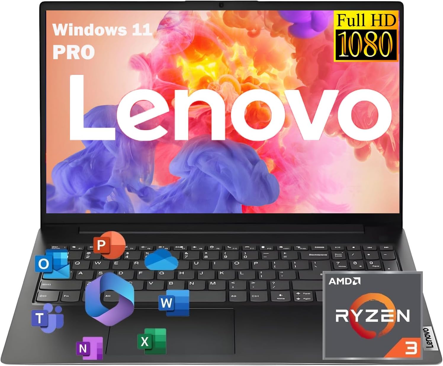 Lenovo 2026 V15 Laptop for Student & Business with Microsoft Office, AMD Ryzen 3 7320U (Beat i7-1065G7), 15.6'' FHD, Long Battery, 16GB RAM, 1TB SSD, Windows 11 Pro, No Mouse (Renewed)
