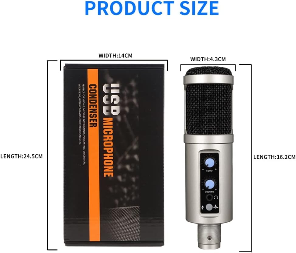 USB Microphone for Recording/Streaming/Games, Professional Microphone for PC/Laptop, Voice Volume Control