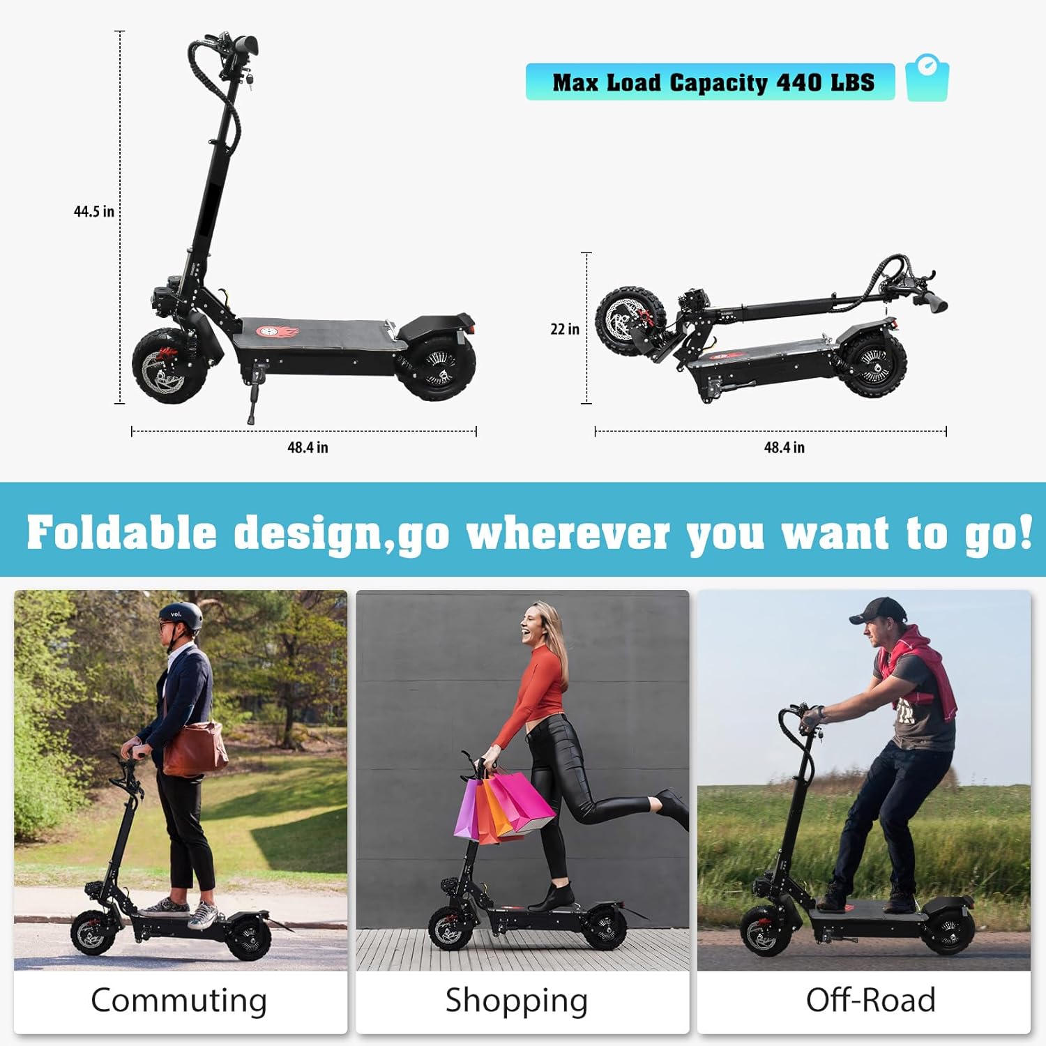 Electric Scooter for Adults, 5600W/1500W/1200W/800W Motor Fast Electric Scooter, 46/40/35 MPH Top Speed, 27Ah/20.8Ah/15.6Ah Battery, 10/11