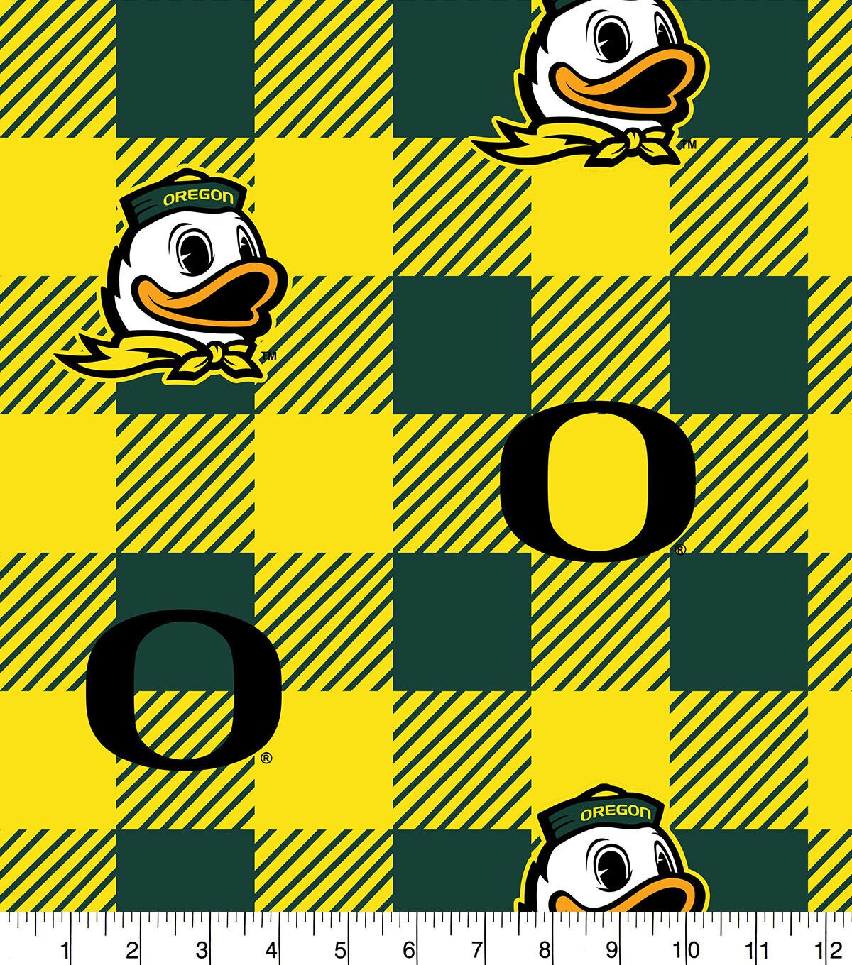 Oregon Ducks Fleece Fabric Buffalo Check