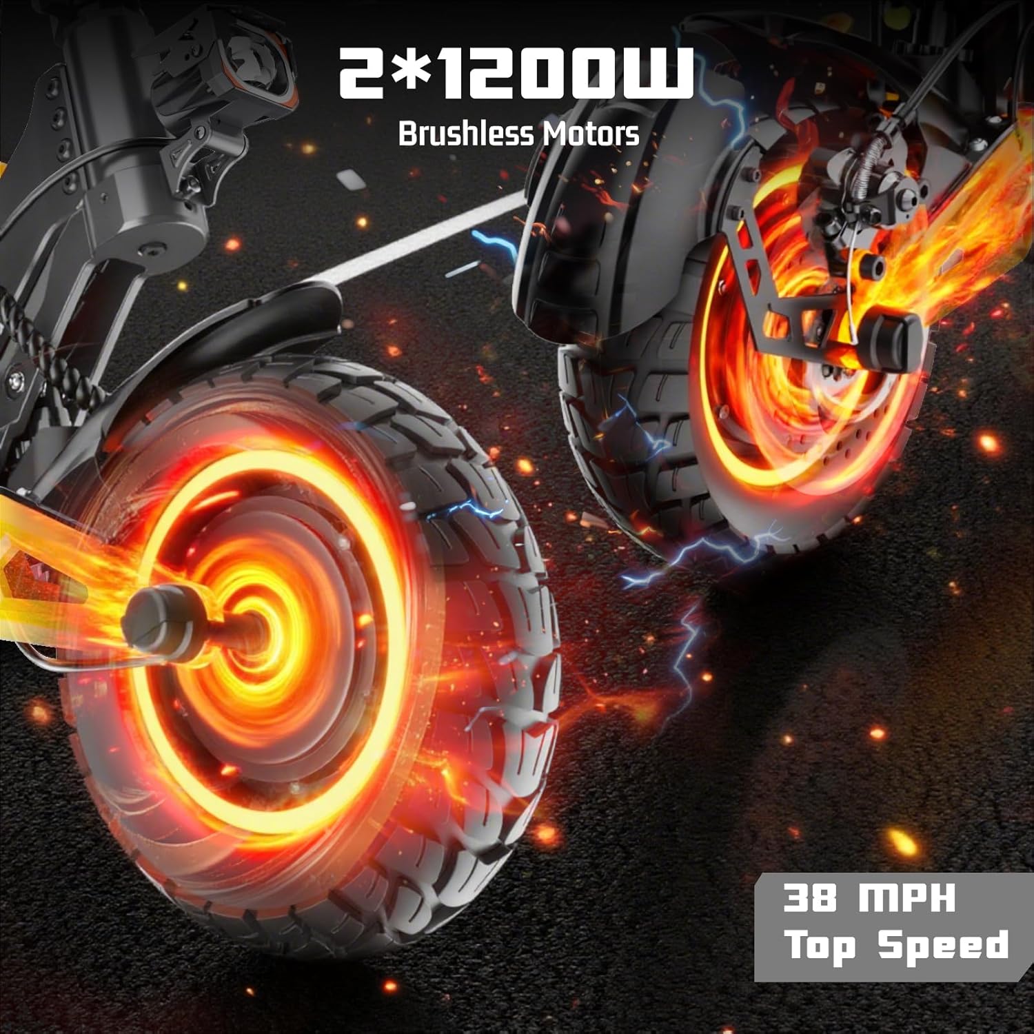 ES1/ES60 Electric Scooter Adults, 2400W Dual Motor Off Road Electric Scooter, Up to 38/40.5 Mph / 40/45 Miles Range, Offroad Pneumatic Tire, Hydraulic and Rocker Arm Damping