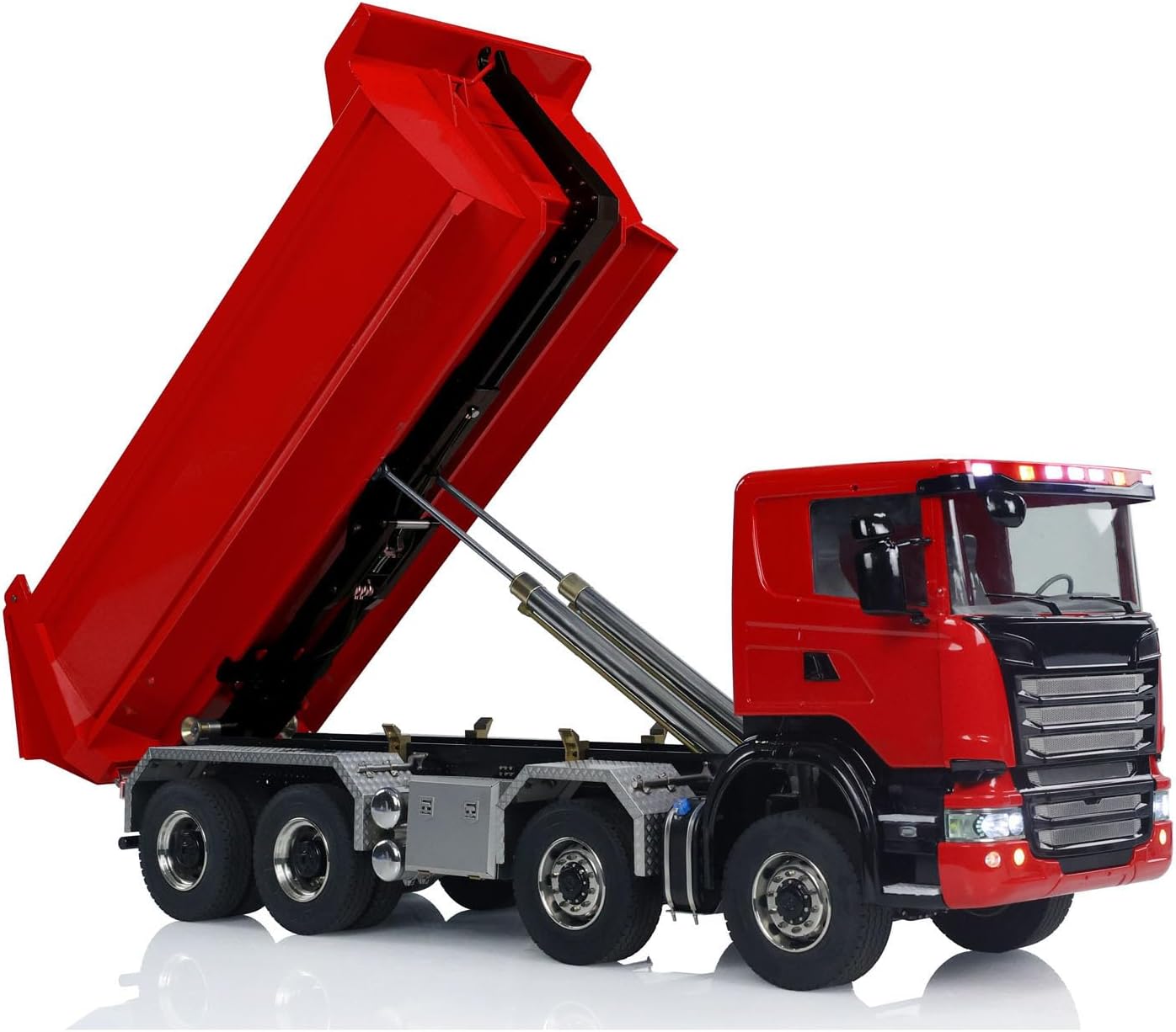 TOUCAN RC HOBBY 1/14 RC Hydraulic Full Dump Truck 8x8 Roll Off Dumper Car Differential Lock Axle for Ages 14+