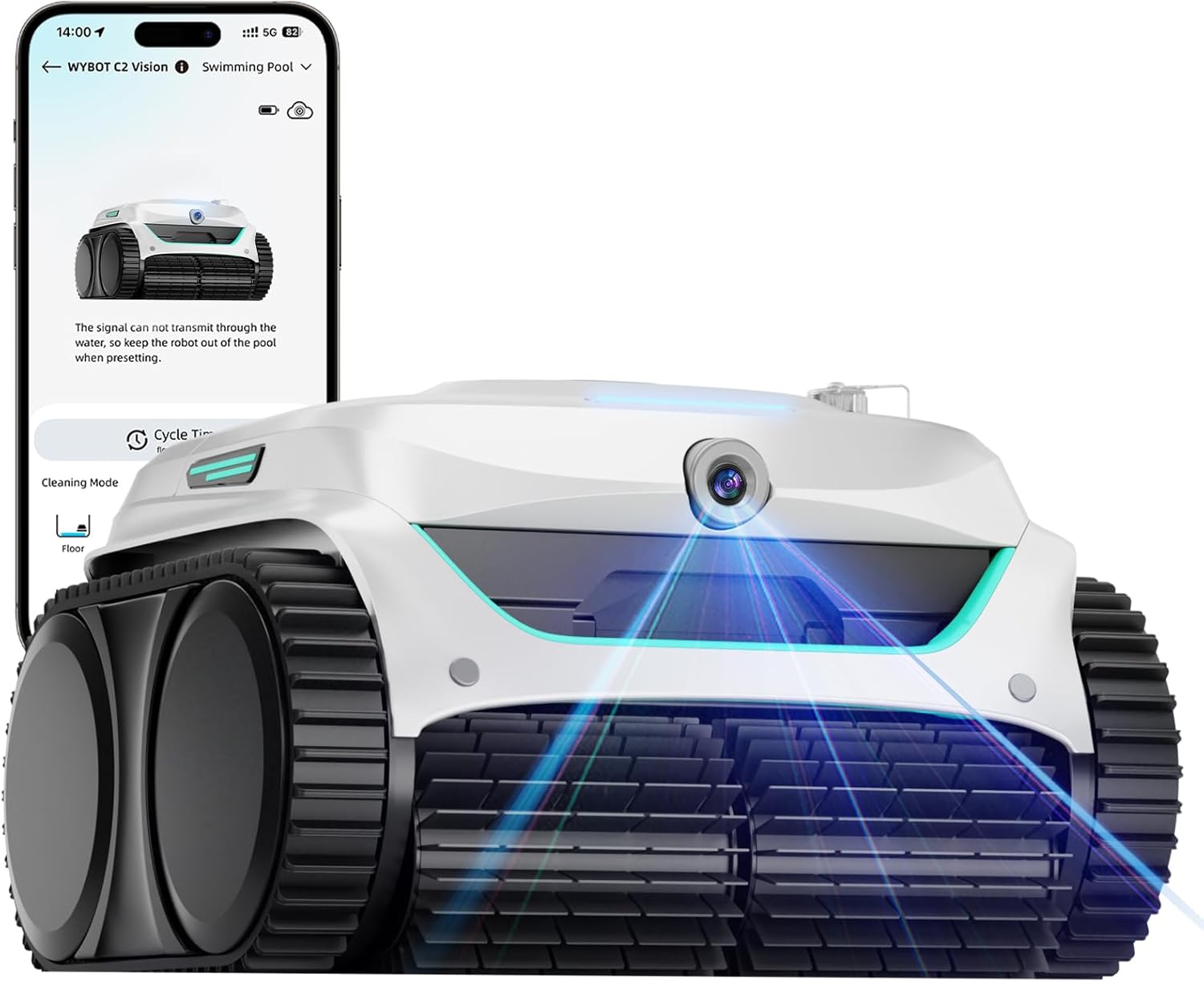 (2025 New) WYBOT C2 Vision Robotic Pool Cleaner with Camera, 8-in-1 Pool Vacuum for Inground Pools, Powerful Suction, Ultra-Fine Filter Pool Robot, Wall Climbing, Smart Navigation, White