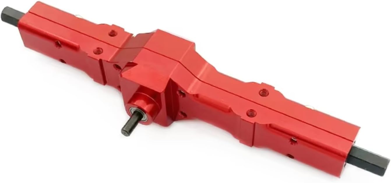 RC Car Accessories Compatible with WPL D12 C14 C24 C24-1 B14 B24 B36 Rc Truck Upgrade Modified Parts Metal Gear Rear Axle with Steel Gear(Red)