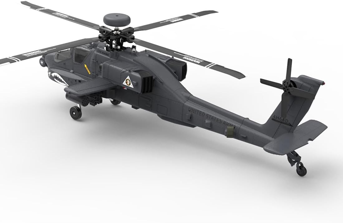 1/32 Scale 2.4G 6CH RC Dual-axis Co-Drive Flybarless 6G/3D Stunt F11-S AH64 Helicopter Model RC Military Helicopter Toy Gift for Adults (RTF GPS Version)