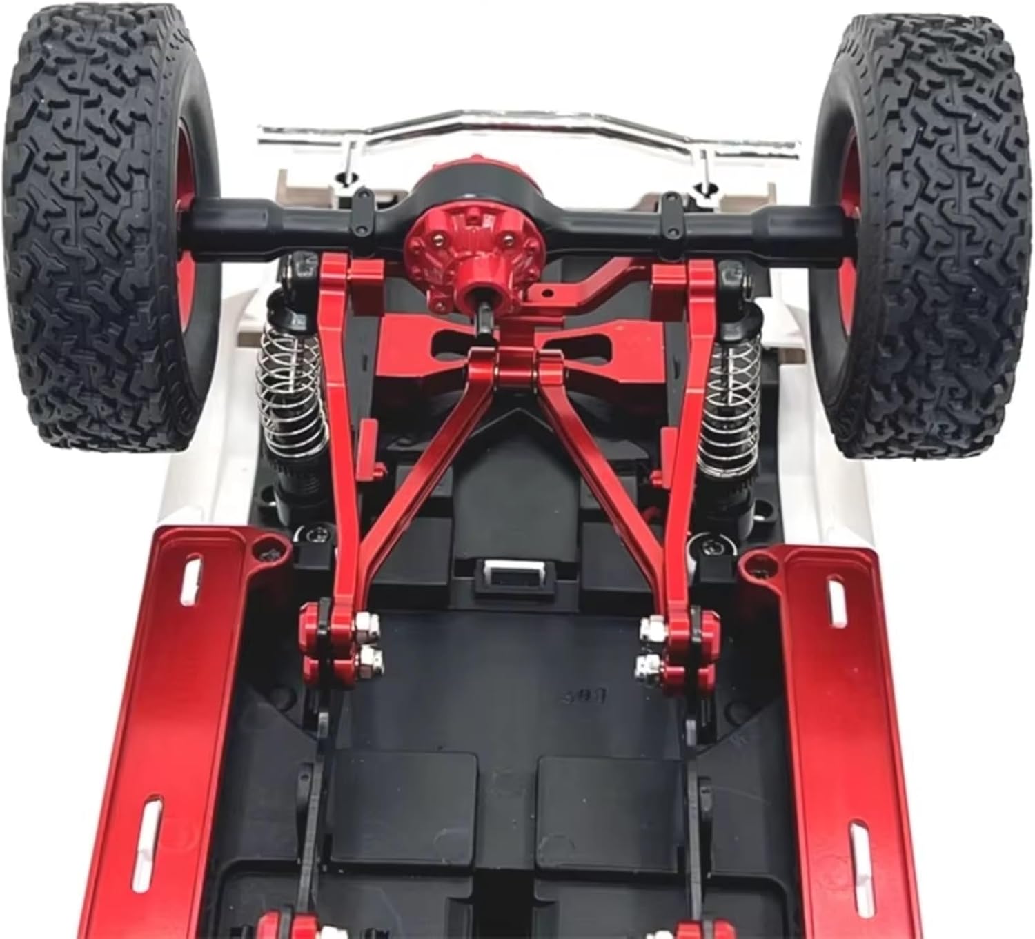 RC Models Parts For WPL C64 1/16 RC Car Parts Metal Upgrade Front And Rear Axle/Wheel Hub/Foot Pedal/Pull Rod/Servo For Seat Set(White)