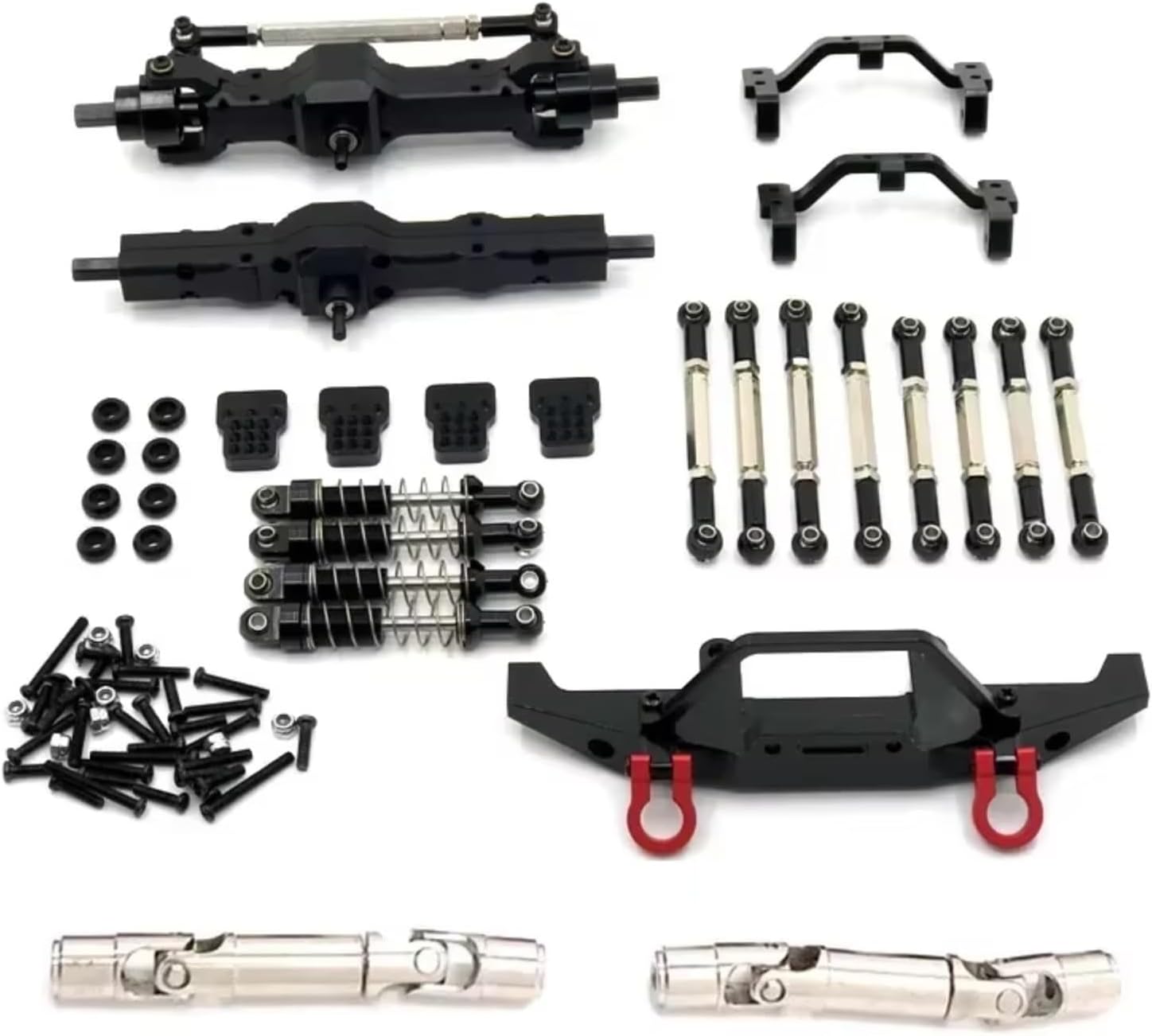 Models Upgrades Parts For Feiyu FY003-5A For WPL C14 C24 1/16 Metal Upgrade Tie Rod Shock Absorber Tie Rod For Seat Nine Piece Set RC Car Parts(Black)