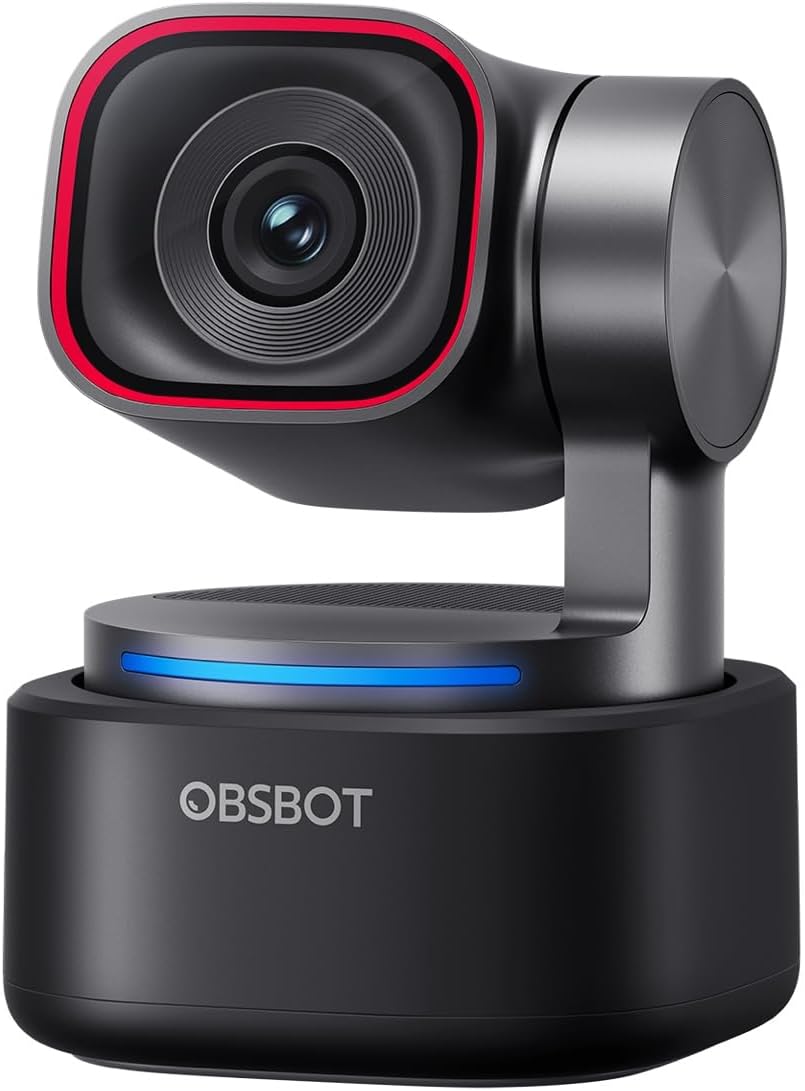 OBSBOT Tiny 3 AI-Powered Spatial Audio 4K Webcam, AI Tracking PTZ Camera with 1/1.28