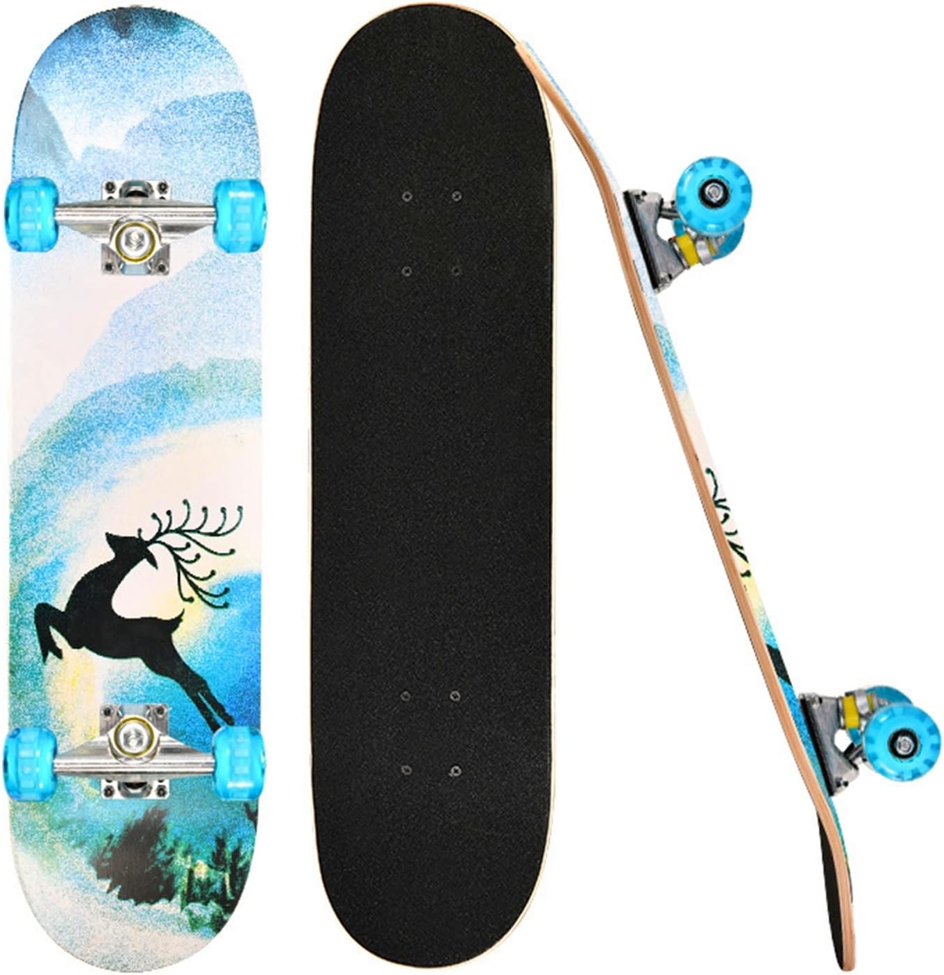 Skateboard 31 Inch Skateboard Wall Mount Suitable for Teenagers and Adults with LED Wheels