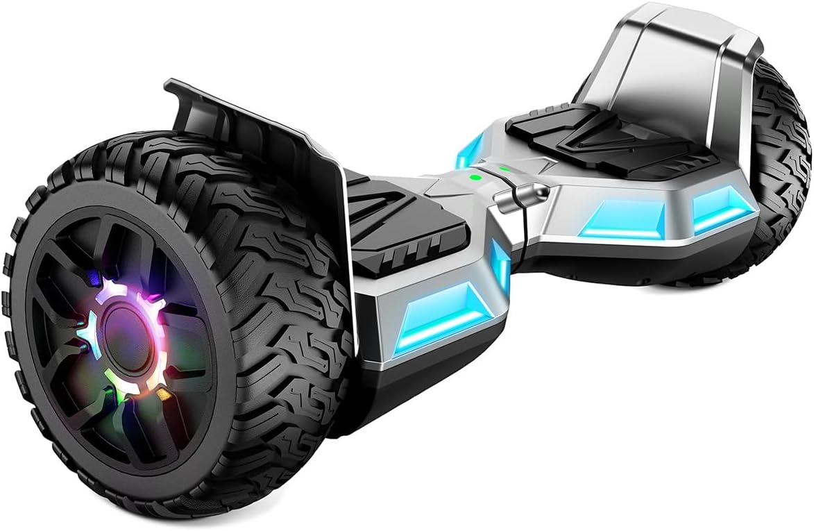 SISIGAD Hoverboard, All Terrain Hoverboards, 8.5'' Two Wheel Self Balancing Scooter with Bluetooth Speaker, Off Road Hoverboard with LED Lights, Music Hoverboards