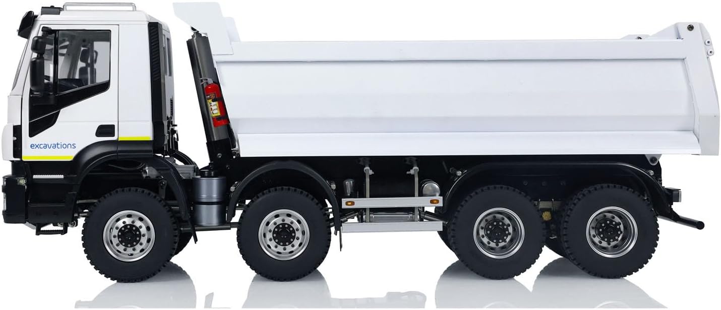 1/14 Metal Hydraulic RC Dump Truck 8X8 Radio Control Tipper Car 2-Speed Gearbox Hobby Grade Model(White)