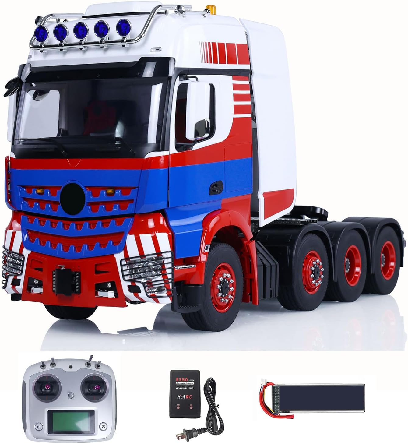 wheelfun 8X8 1/14 RC Tractor Trucks RTR Heavy Metal Chassis Radio Control Car Model 2-Speed Transmission Light Sound I6S Radio Controller