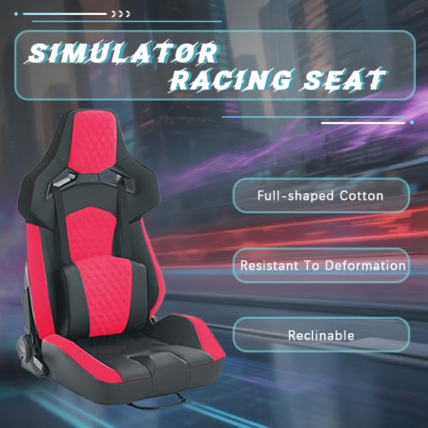 VroomAuto Universal PVC Bucket Style Reclinable Sport PU Leather Simulator Racing Seat with Adjustable Lock Slide, Excluding Wheel Stand, Handbrake, Pedals and Monitor