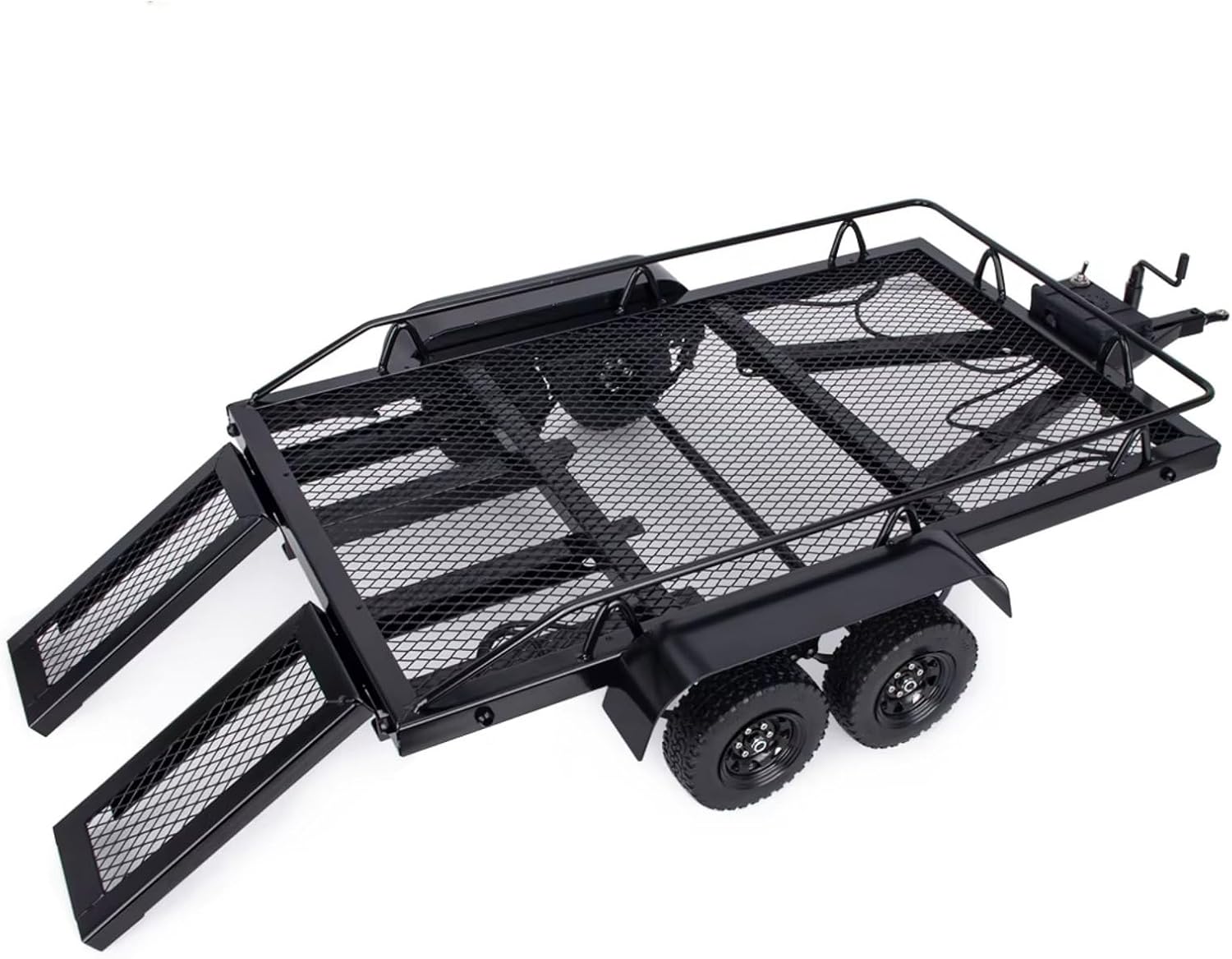 RC Car Parts Compatible with SCX10 90046 D90 CC01 for TRX4 TF2 for Capra for Redcat 1/10 RC Crawler Car Upgrade Parts Metal Dual Axle Trailer Kit