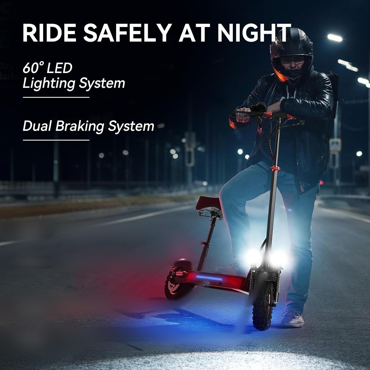 Aoniu M4 Electric Scooter for Adults with seat Fast 25-30 mph Speed Off Road Heavy Duty 300 lbs 10 inch Foldable e Scooter Mobility Folding Bike for Girls Men Teens 31-37 Miles Long Range e Scooters