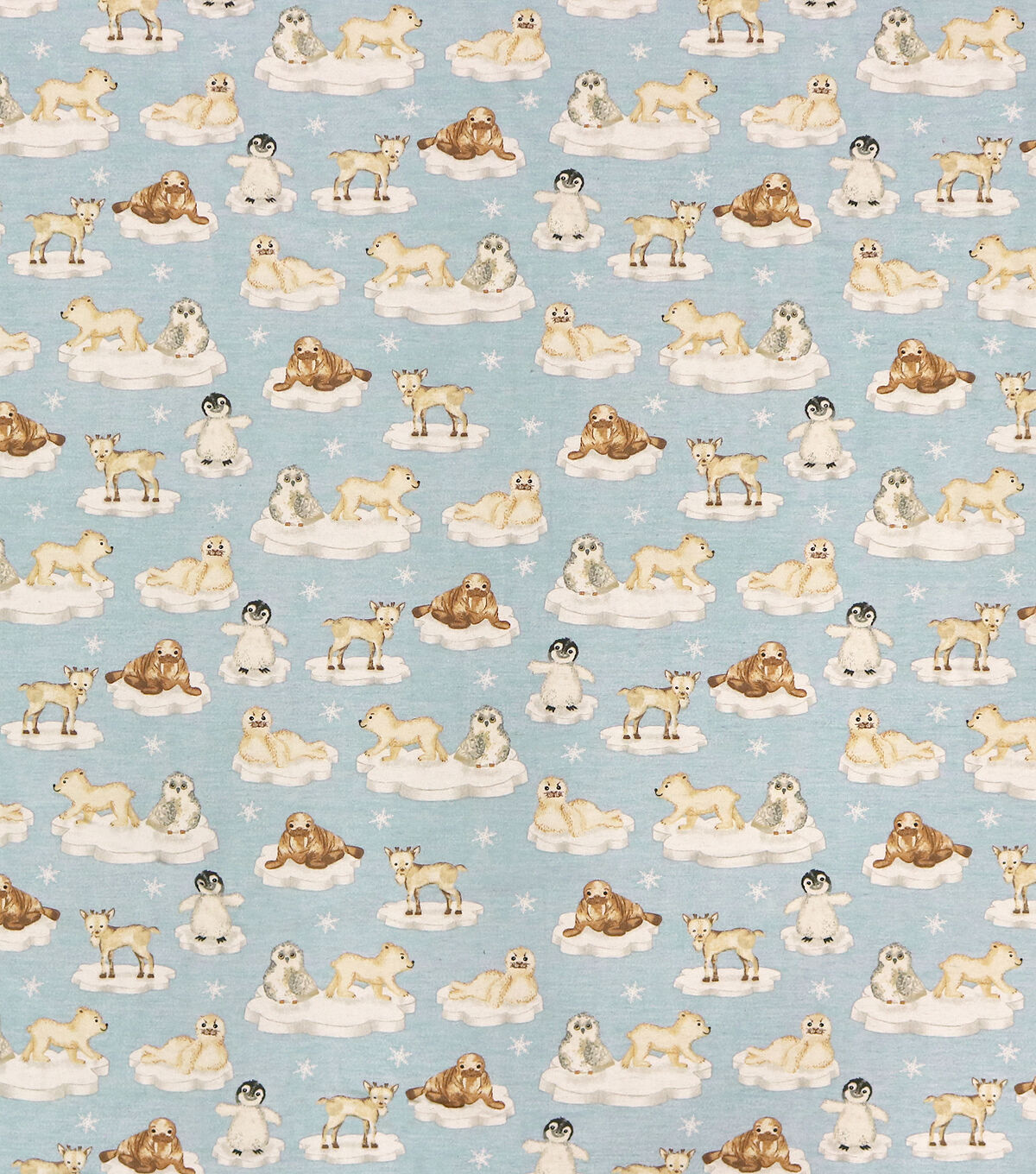 Arctic Animals On Ice Patches Super Snuggle Flannel Fabric