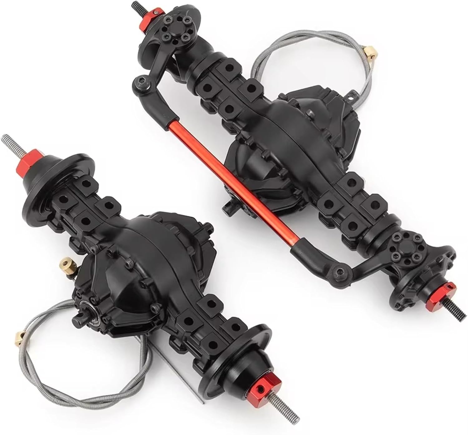 RC Front Rear Drive Axle Compatible with Tamiya 1/14 RC Trailer Tractor Tow Drag Truck Part CNC Metal Front Rear Axle Differential Axle Built-in Gear