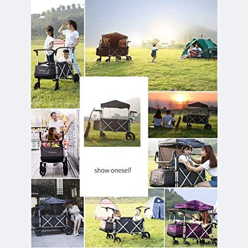 Collapsible Wagon Cart with Wheels Foldable Folding Wagons Carts Silent Universal Wheels,Folding Wagon Folding Garden Trolley Cart Heavy Duty Wagon Multi-Function Shopping Cart for Outdoor C